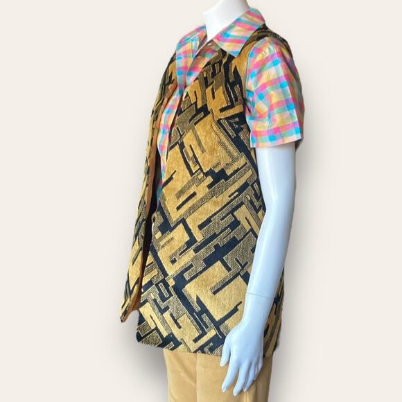 Vtg 70s Fench Terry Unisex Vest Large - Picture 5 of 6